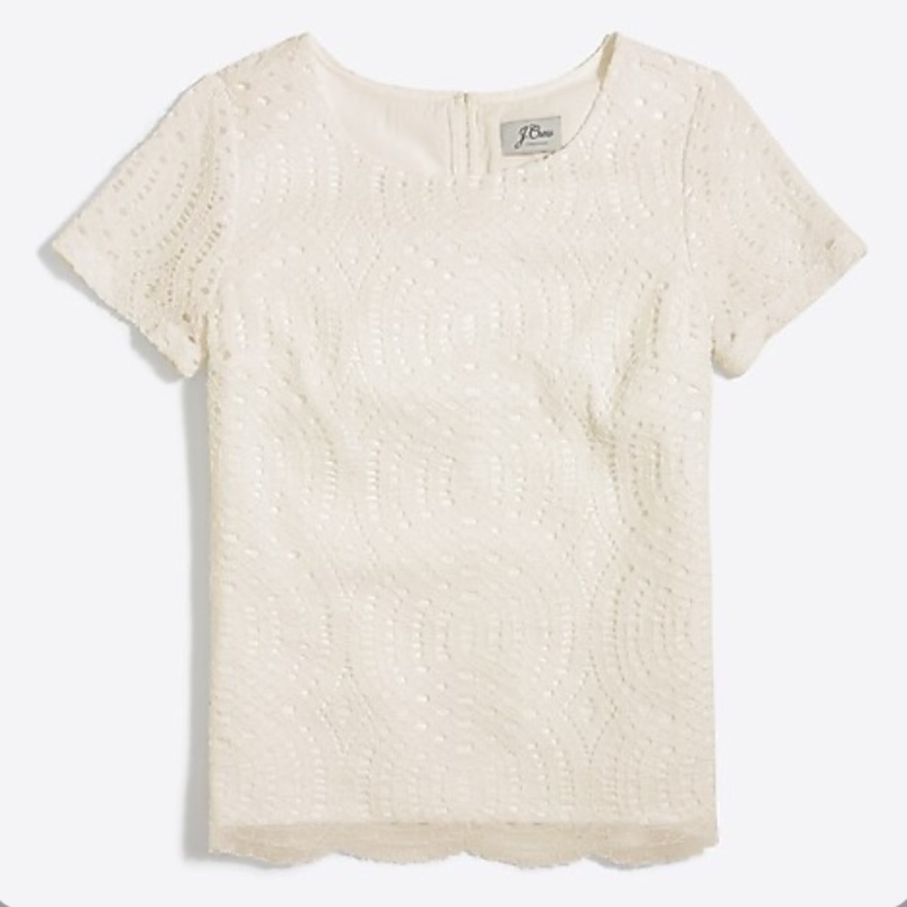 J. Crew Factory Lace Tee (Ivory) NWT